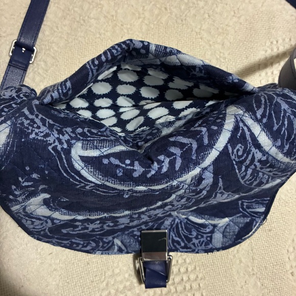 Vera Bradley Womens Adjustable Strap Lined Crossbody Bag Purse Blue Paisley - Picture 7 of 16
